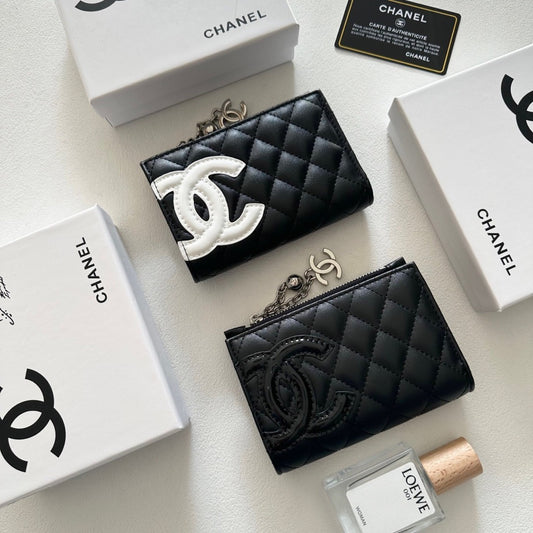 Chanel Black Lambskin Leather Wallet