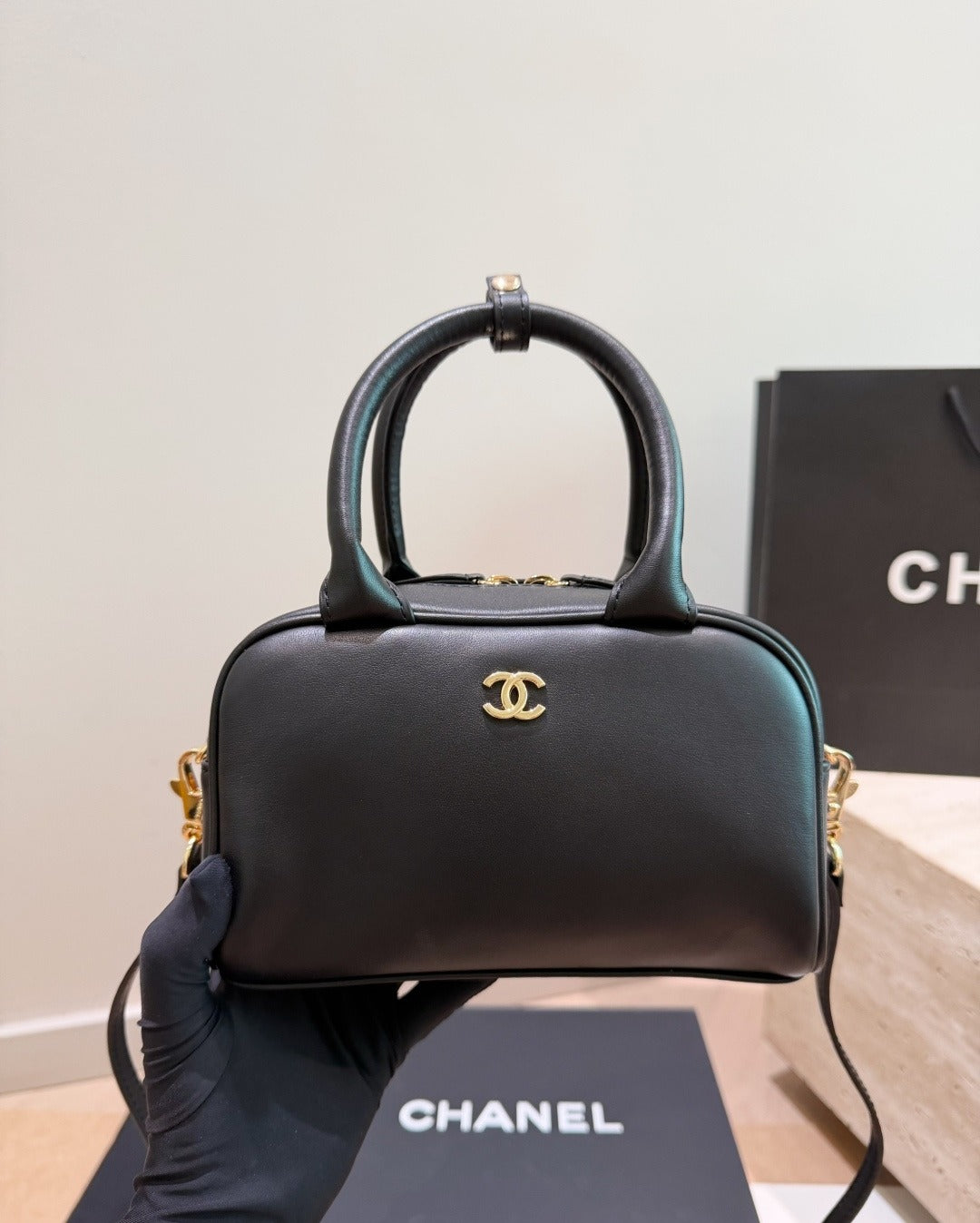 Chanel Calfskin Leather Logo Handbag