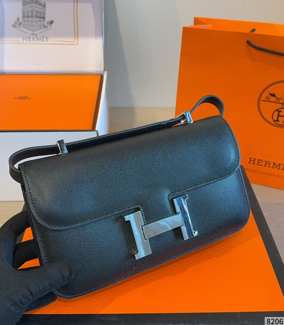 Hermes Leather Saddle Crossbody Bag
