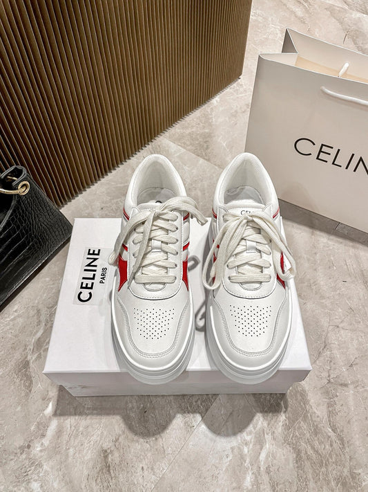 Celine Leather Vintage-Finish Sneakers