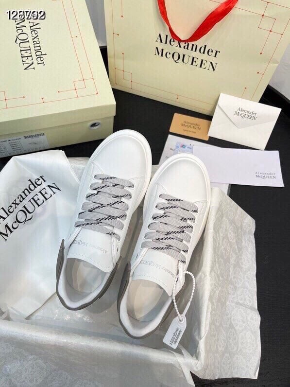 Alexander McQueen Women White Lambskin Leather Logo Sneakers