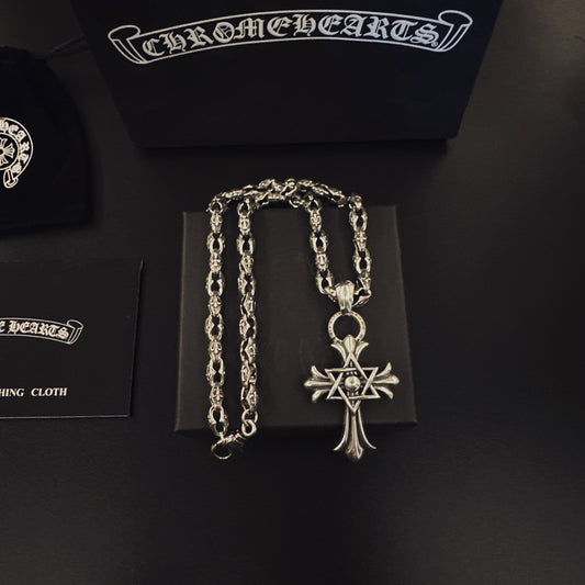 Chrome Hearts Sterling Silver Cross Necklace