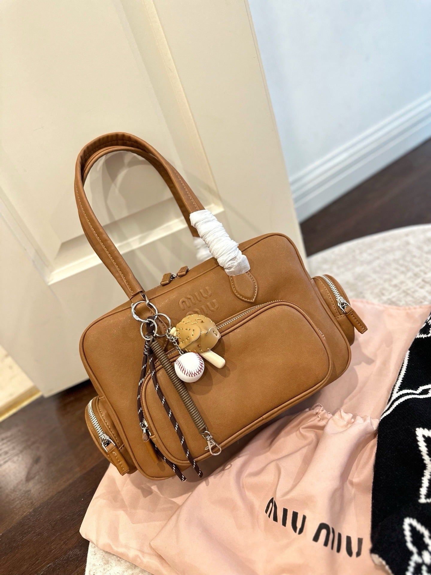 Miu Miu Lambskin Leather & Cotton Crossbody Bag