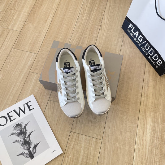 Golden Goose Calfskin Leather Vintage-Finish Sneakers
