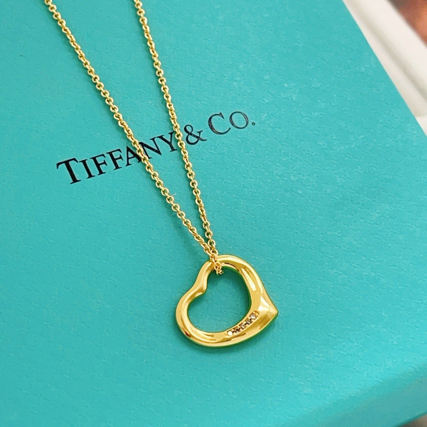 Tiffany & Co. Gold Brass Heart Necklace