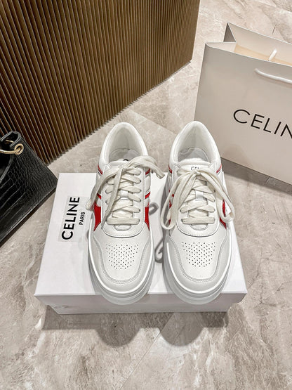 Celine Leather Vintage-Finish Sneakers