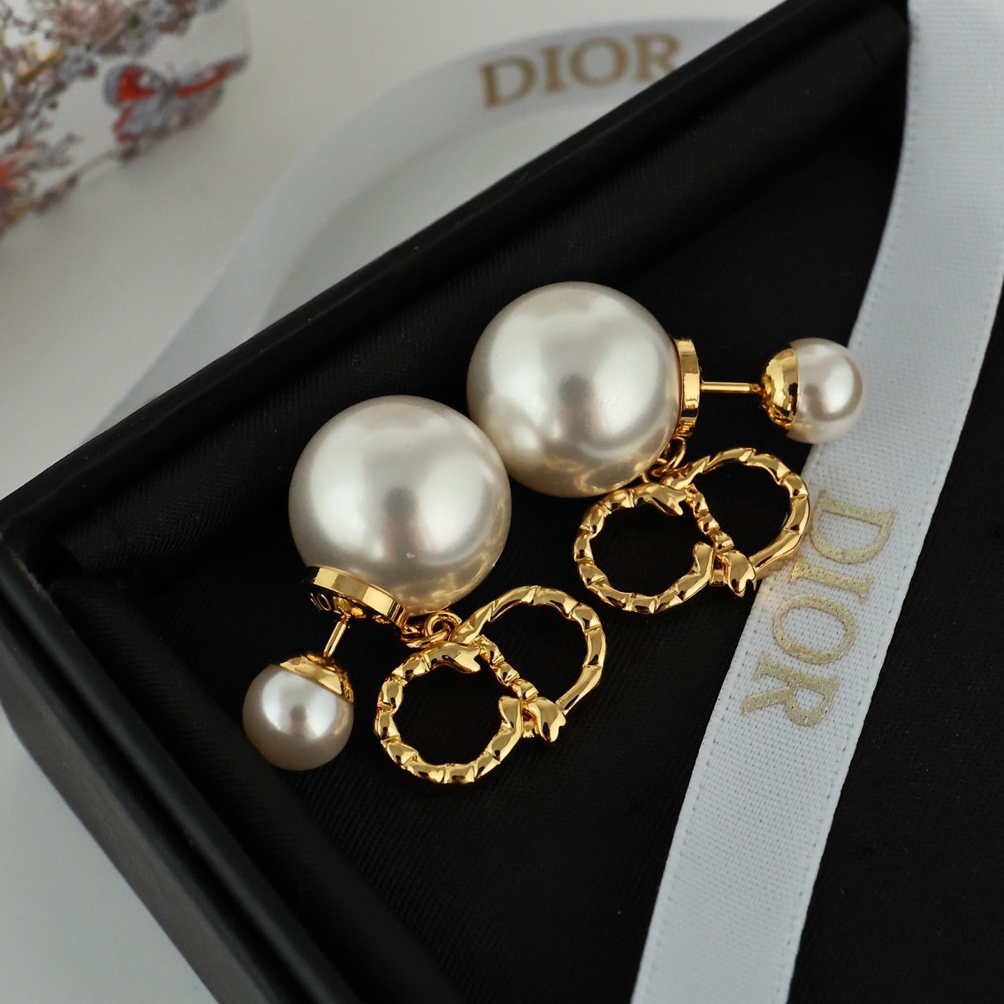Dior Gold Pearl Earrings
