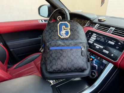 Coach Black Canvas & Leather Logo Backpack