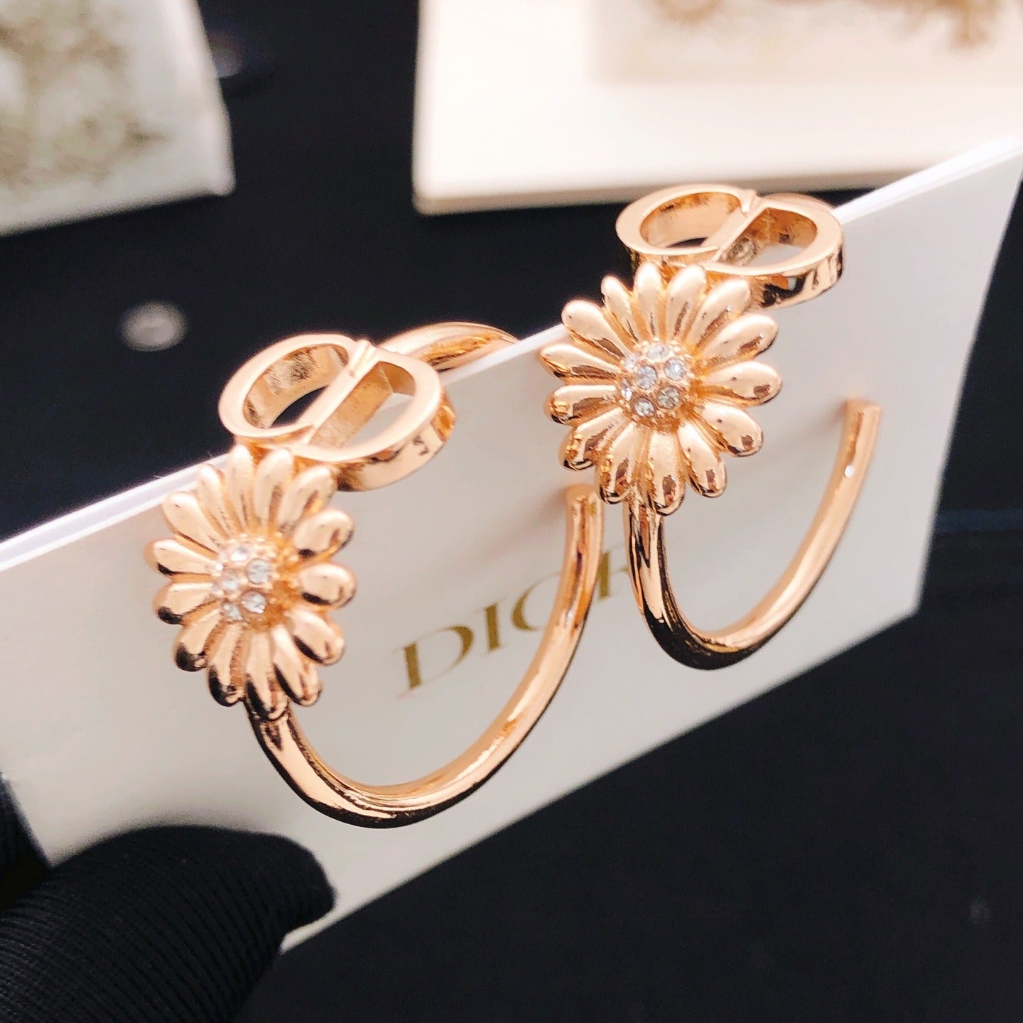 Dior Gold Brass Sunburst Earrings