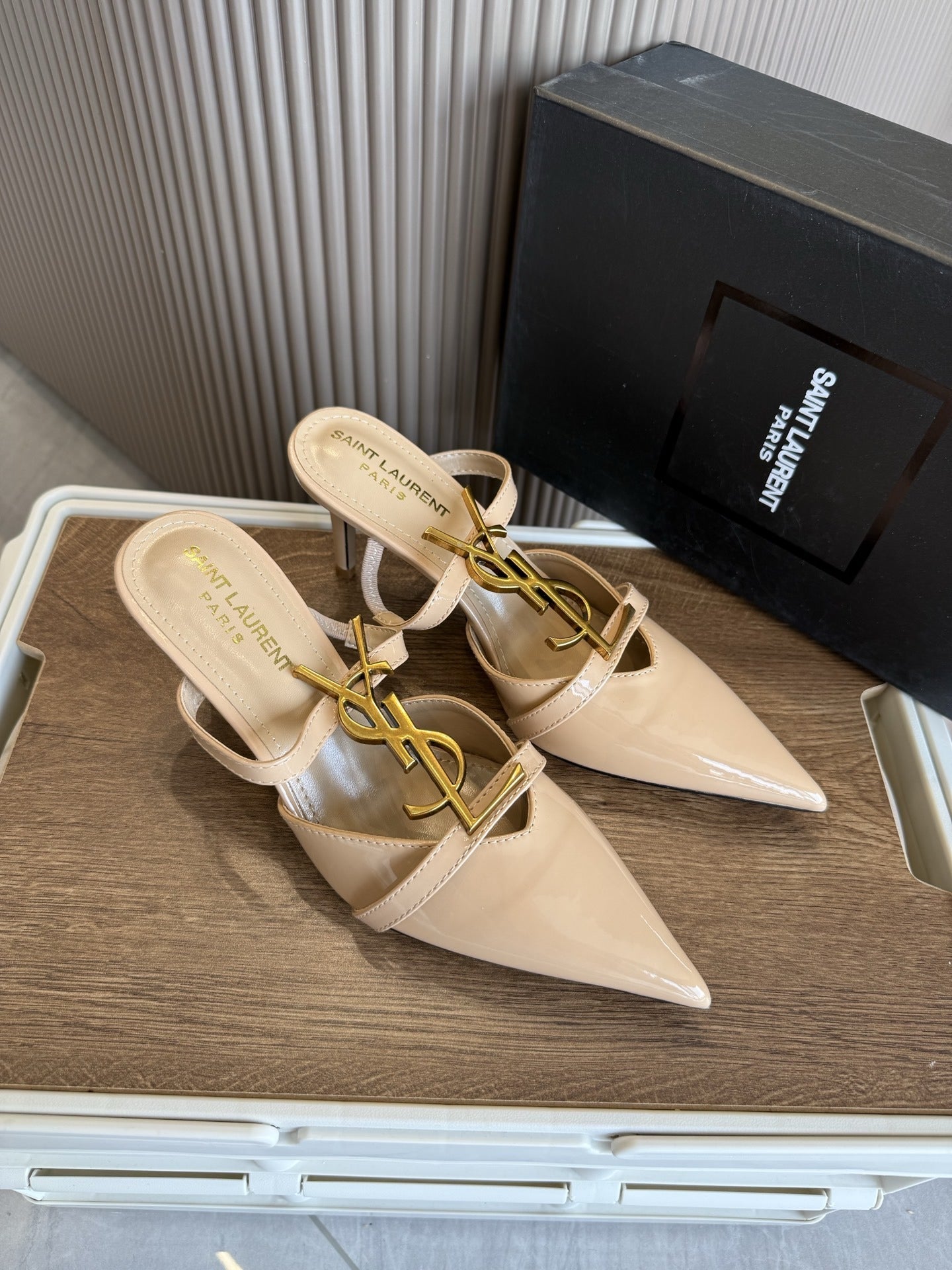 Saint Laurent Black Pointed Toe Heels
