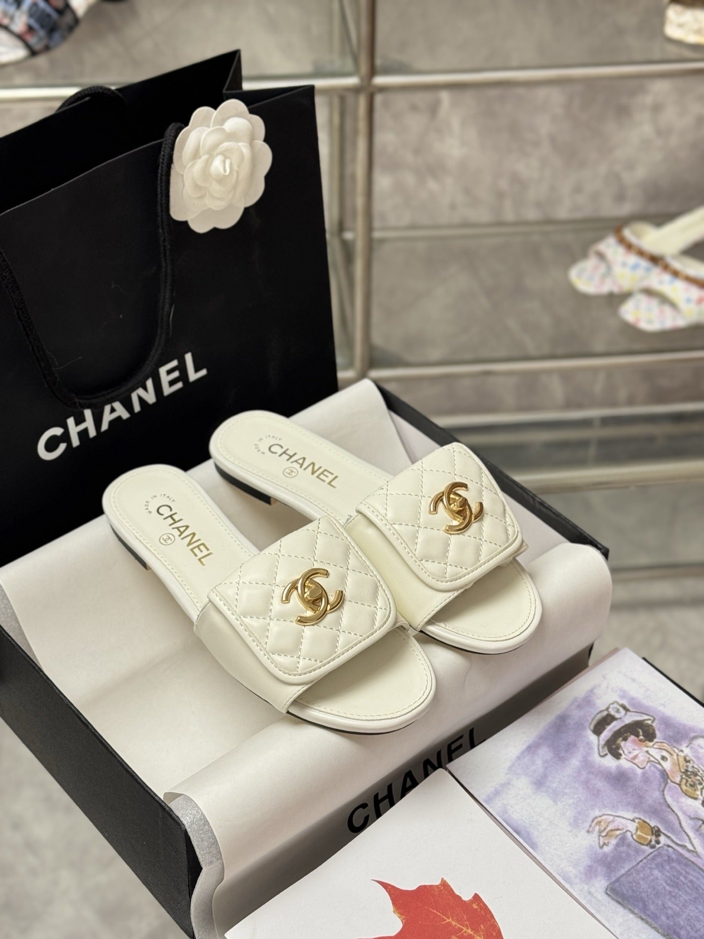 Chanel Lambskin Leather Slides