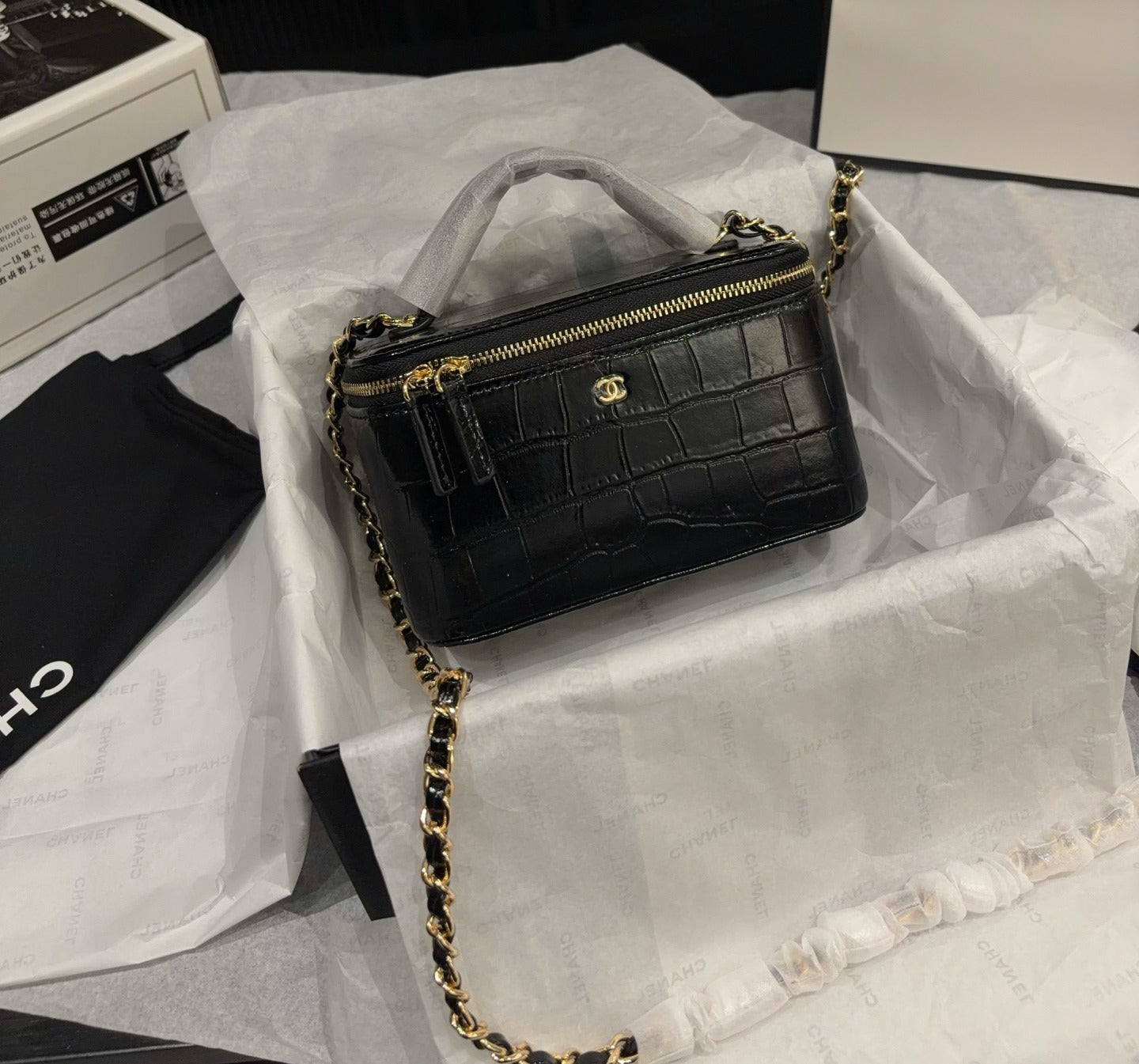Chanel Patent Leather Chain Crossbody Bag