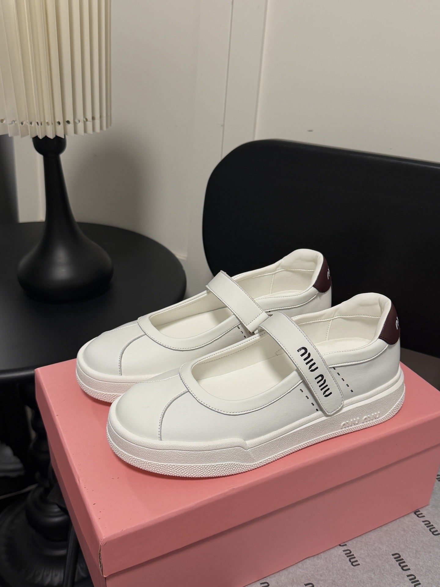 Miu Miu White Leather Logo Sneakers
