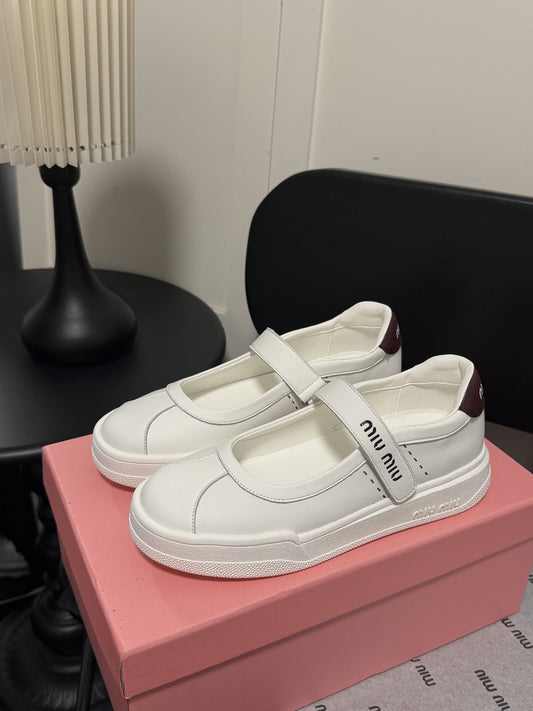 Miu Miu White Leather Logo Sneakers