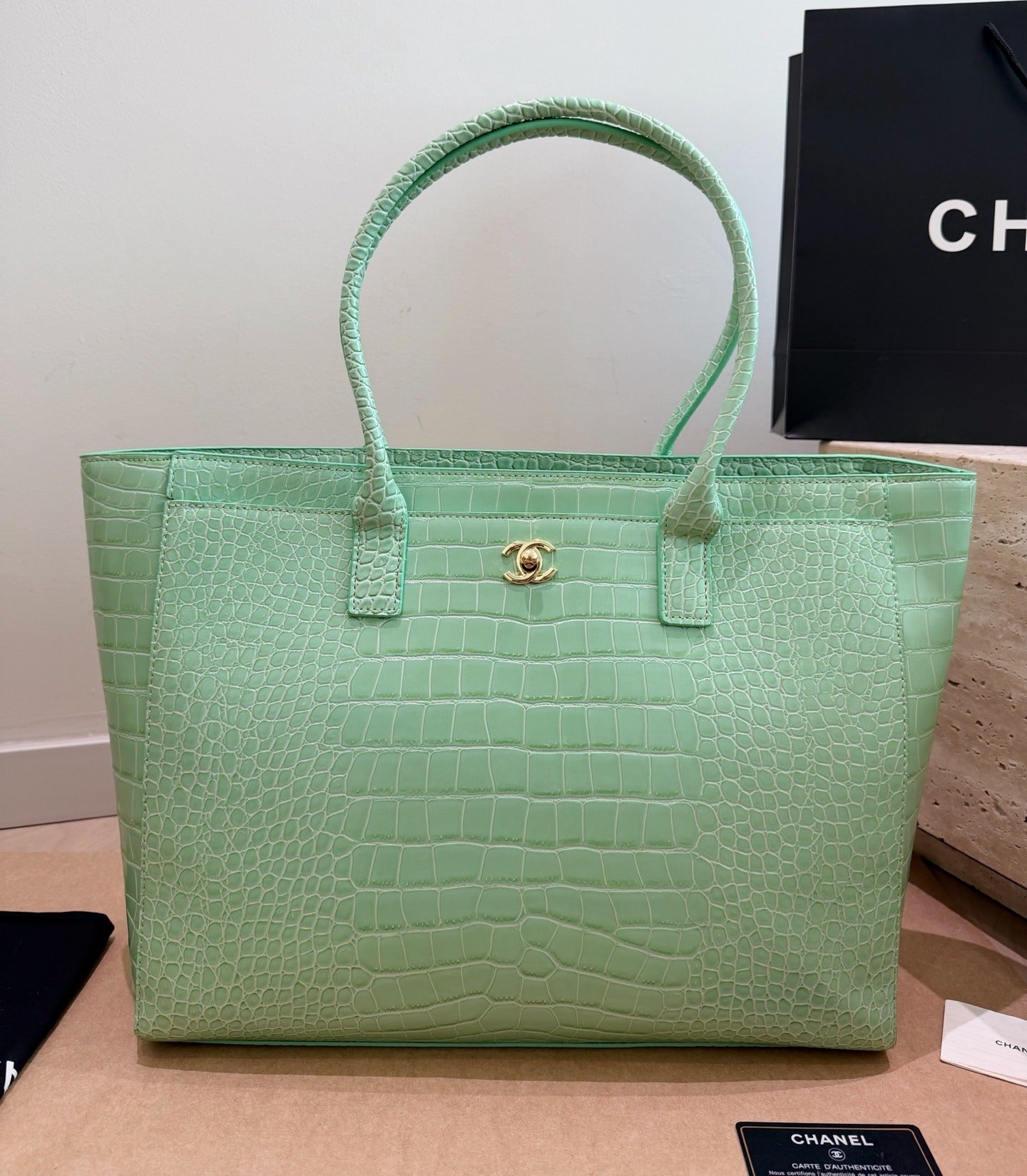 Chanel Black Vintage-Finish Tote Bag