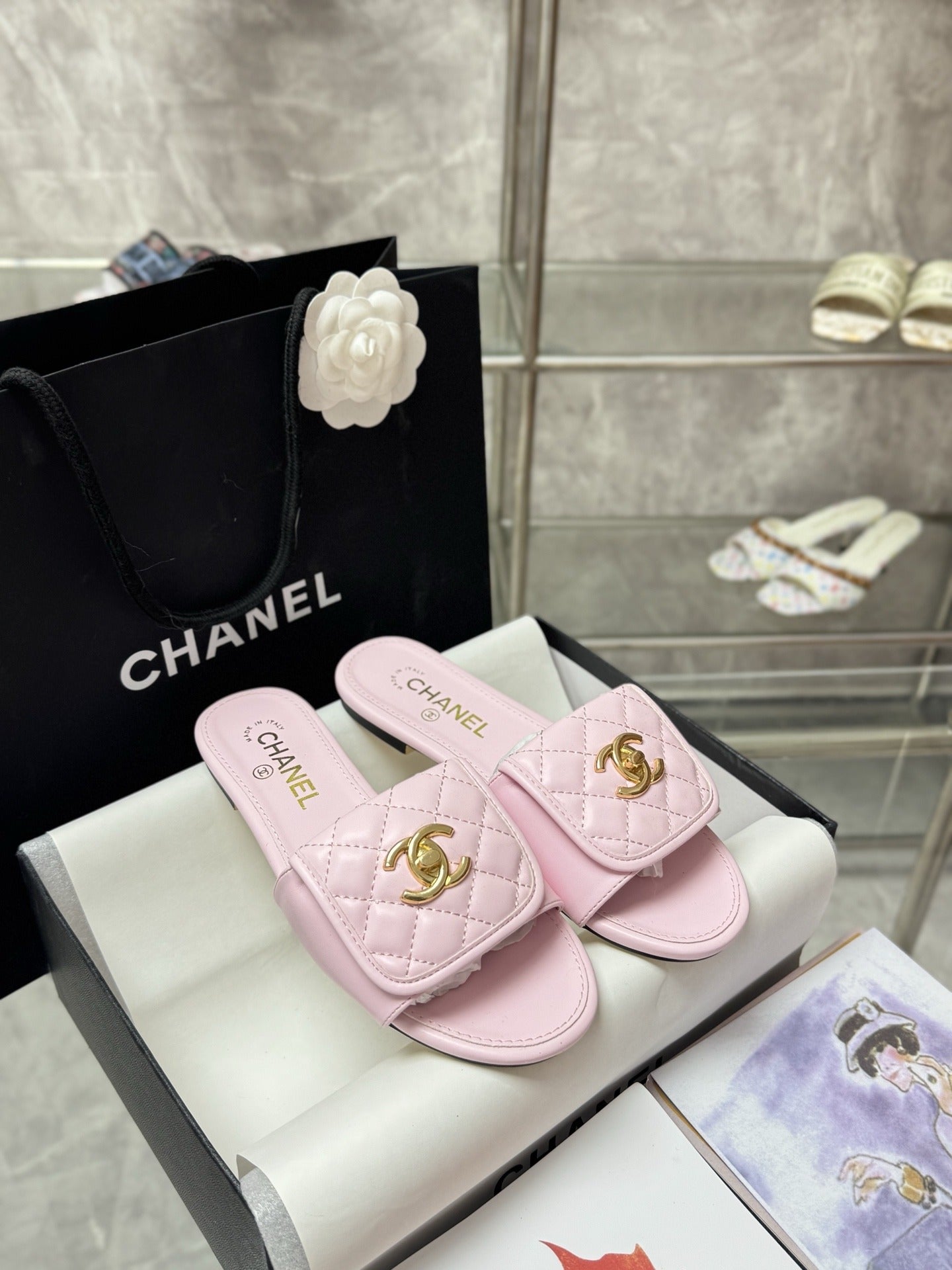Chanel Lambskin Leather Slides