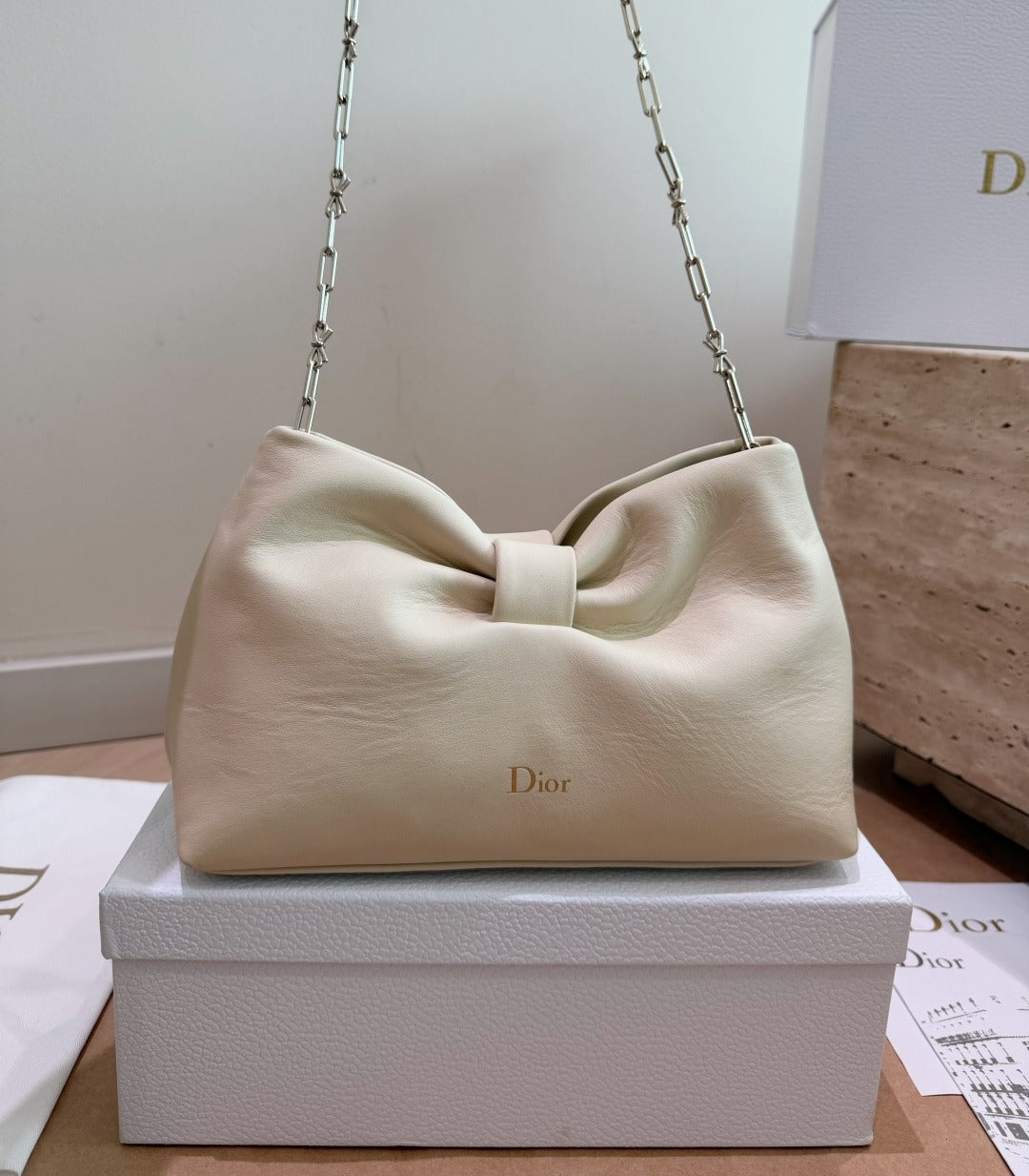 Dior Black Leather Bow Handbag