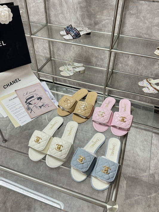 Chanel Lambskin Leather Slides