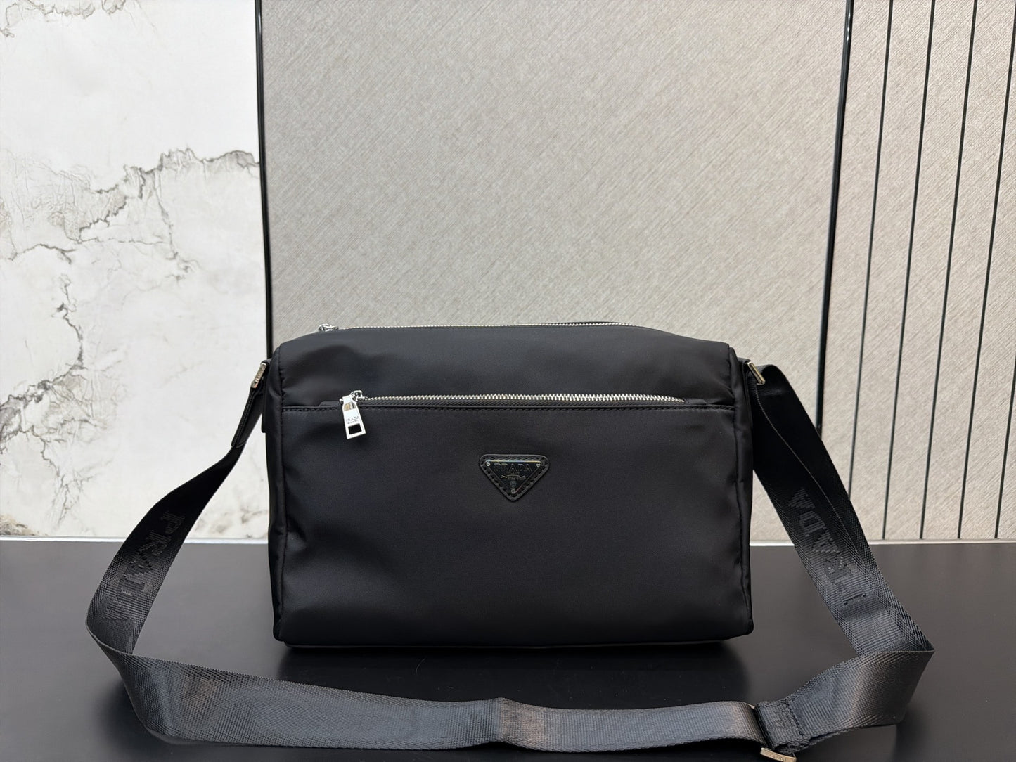 Prada Black Nylon & Canvas Shoulder Bag