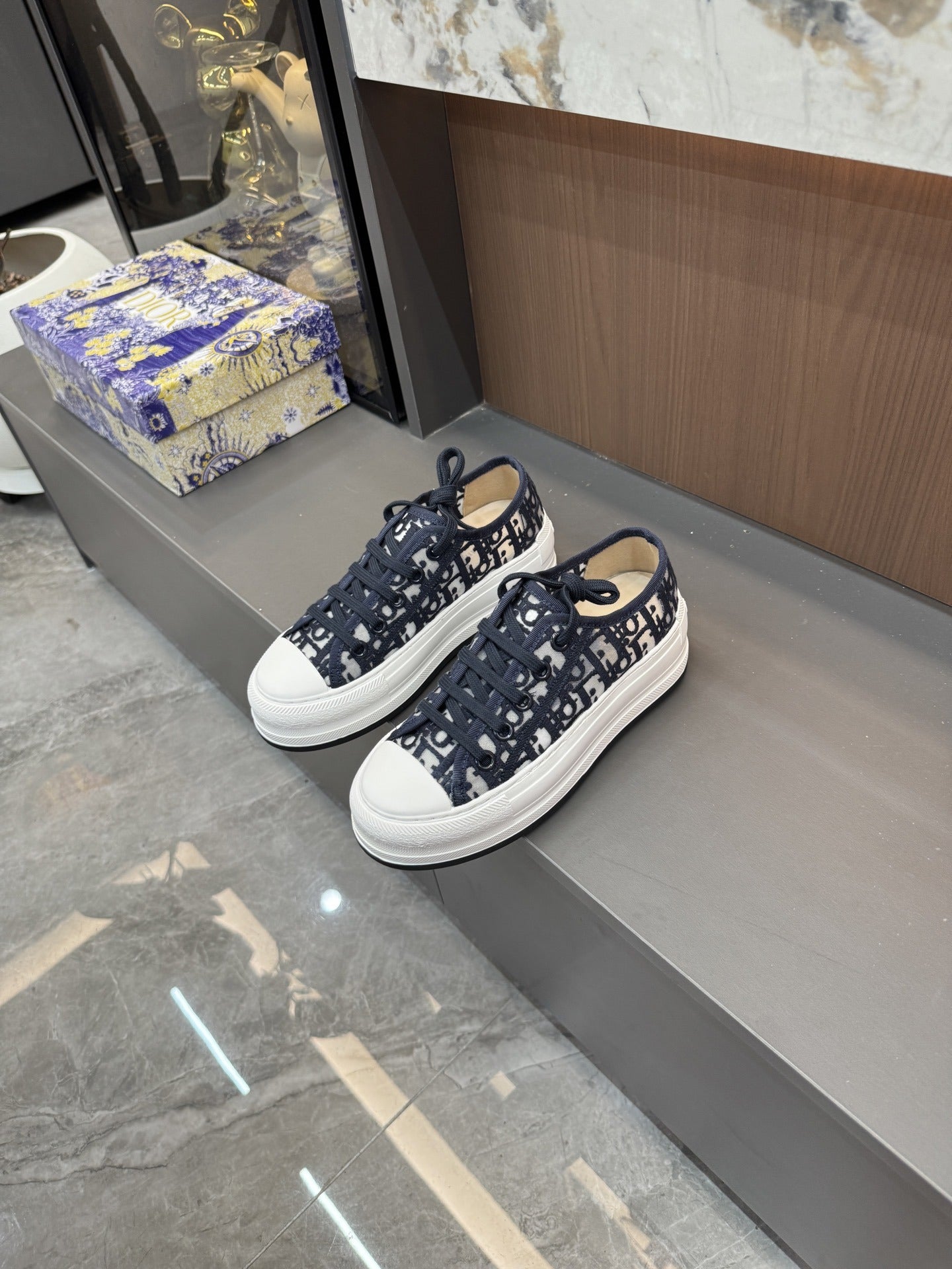 Dior Women Cotton & Lambskin Leather Embroidered Shoes