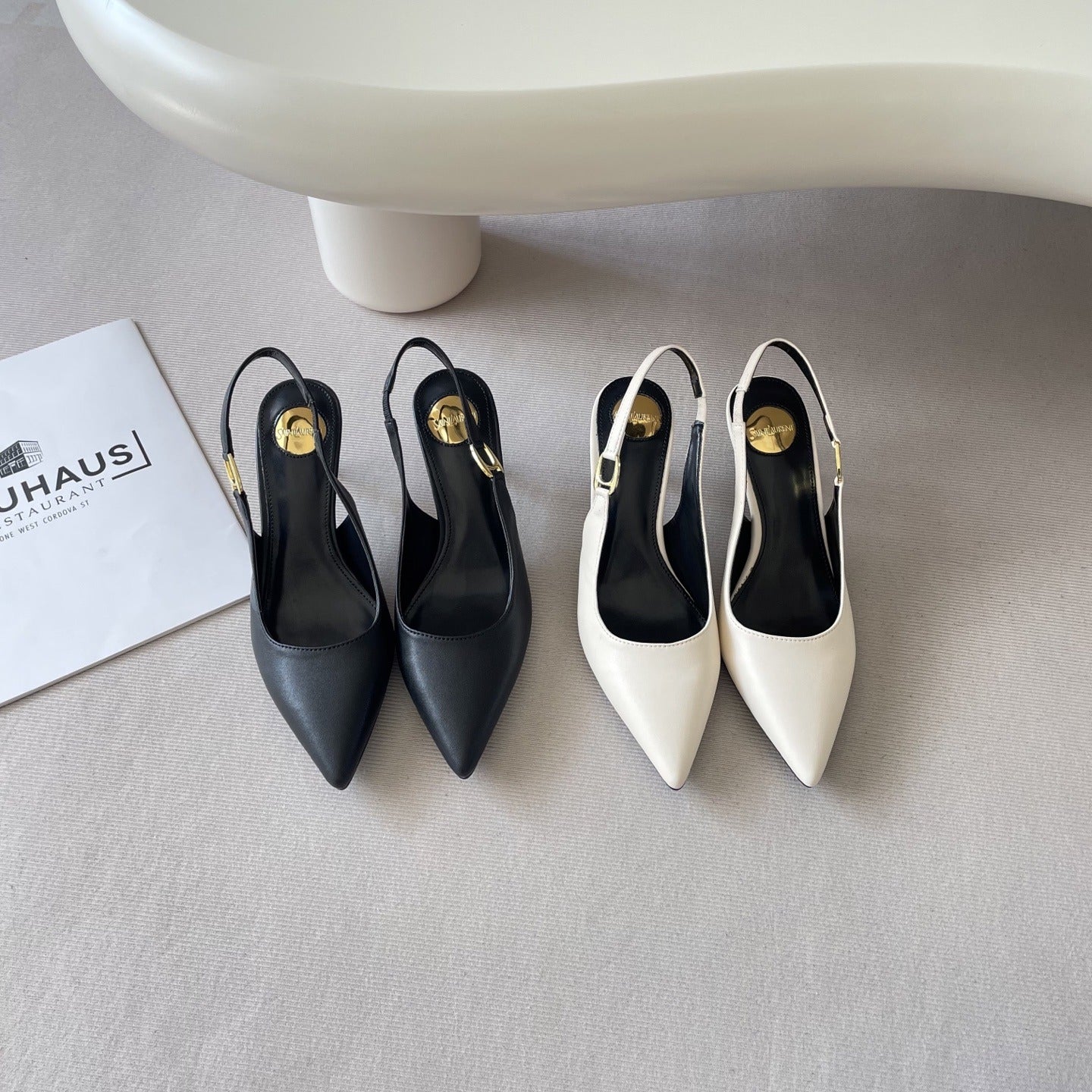 Saint Laurent Lambskin Leather Pointed Toe Heels