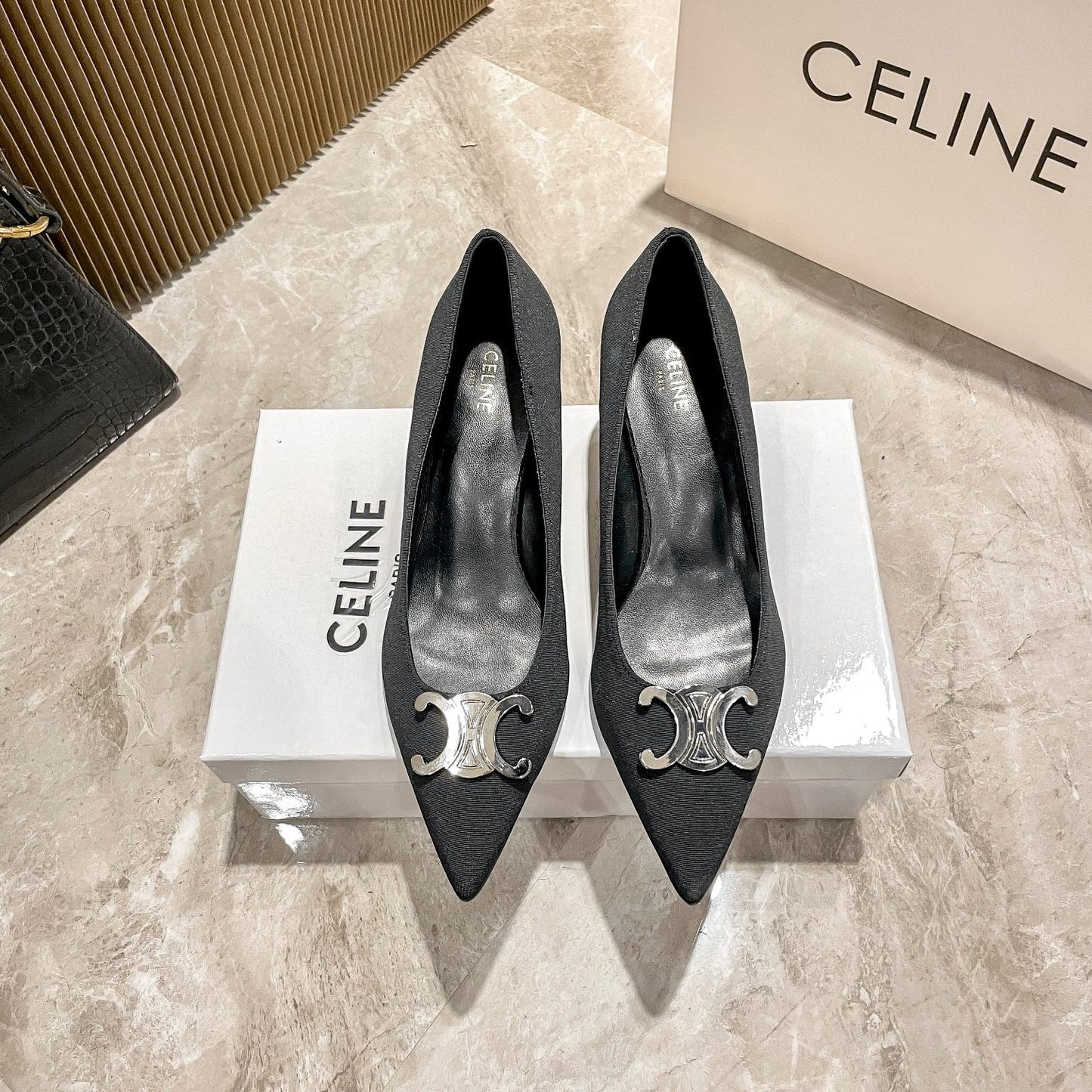 Celine Calfskin Leather Pointed Toe Heels