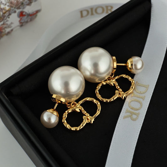 Dior Gold Pearl Earrings