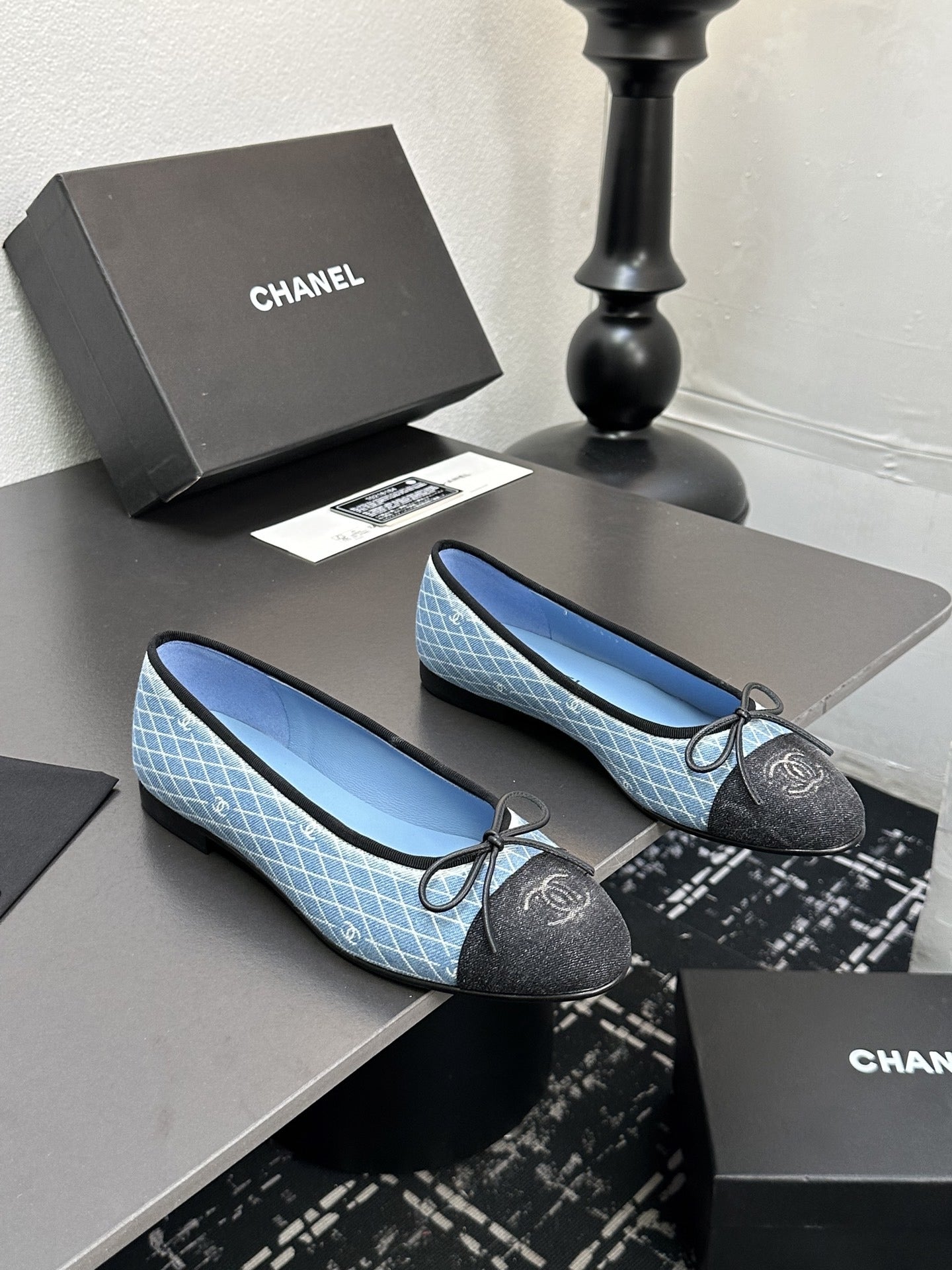 Chanel Lambskin Leather Bow Ballet Flats