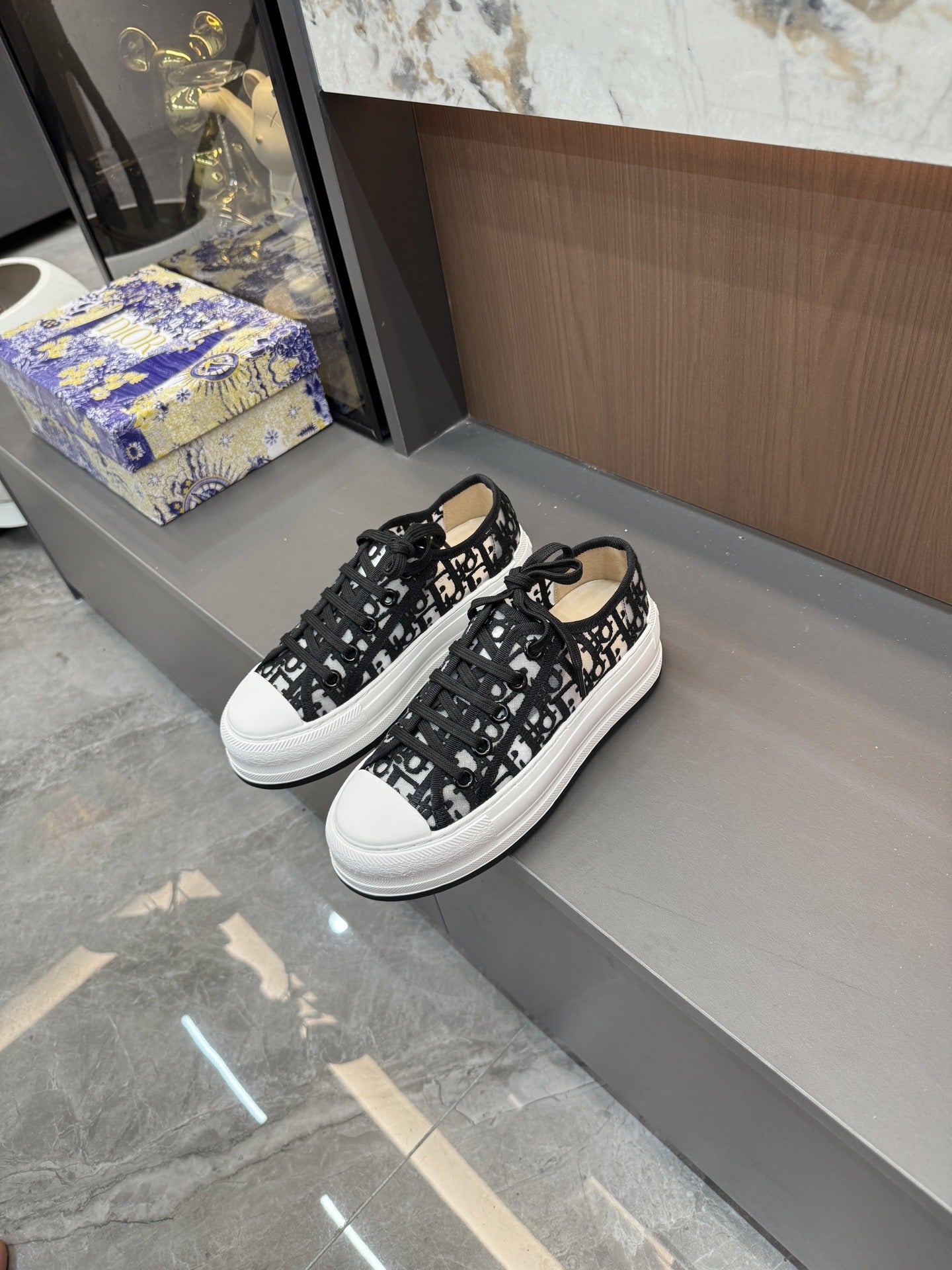 Dior Women Cotton & Lambskin Leather Embroidered Shoes