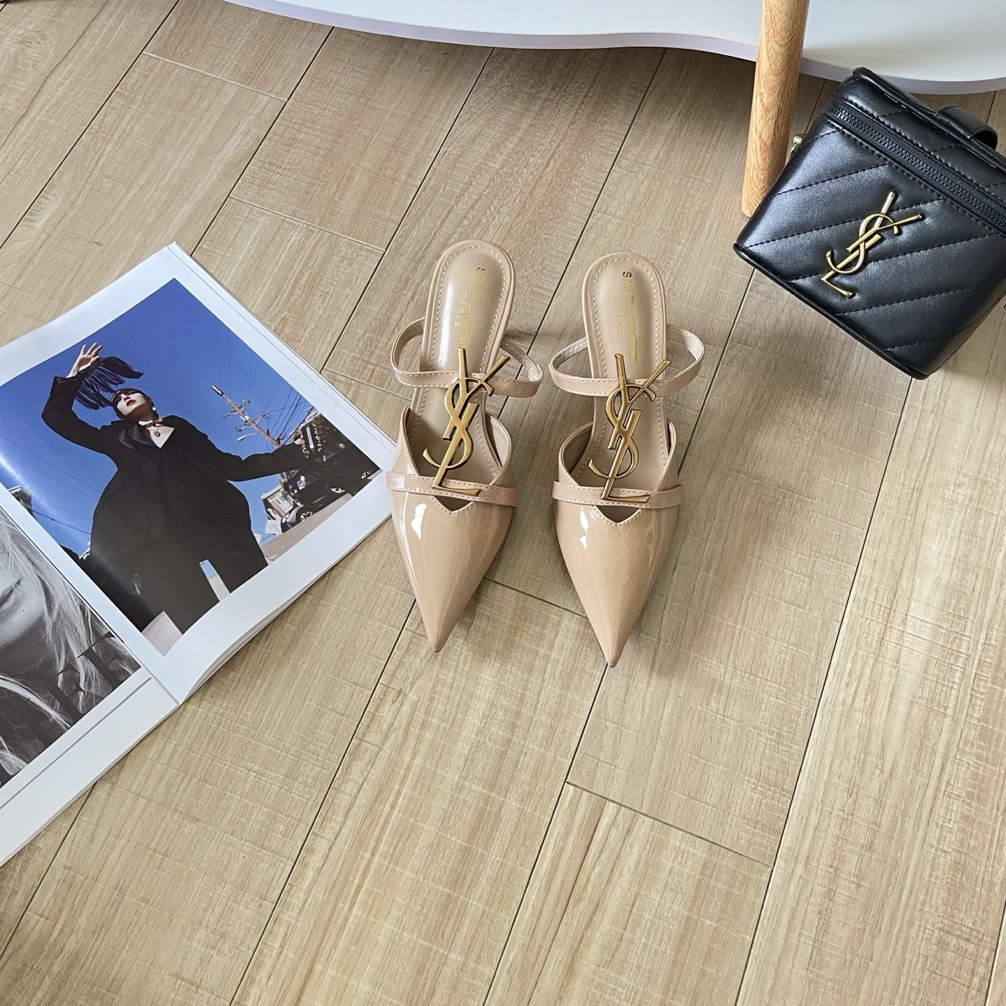 Saint Laurent Lambskin Leather Logo Sandals