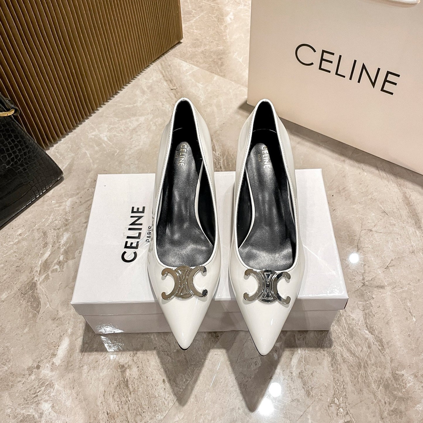 Celine Calfskin Leather Pointed Toe Heels