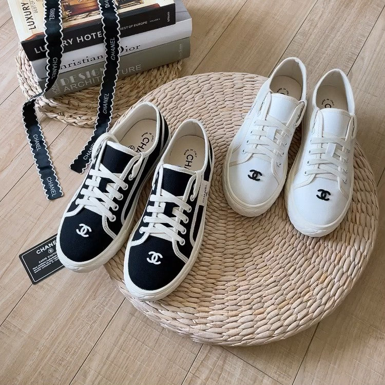 Chanel Canvas & Lambskin Leather Sneakers