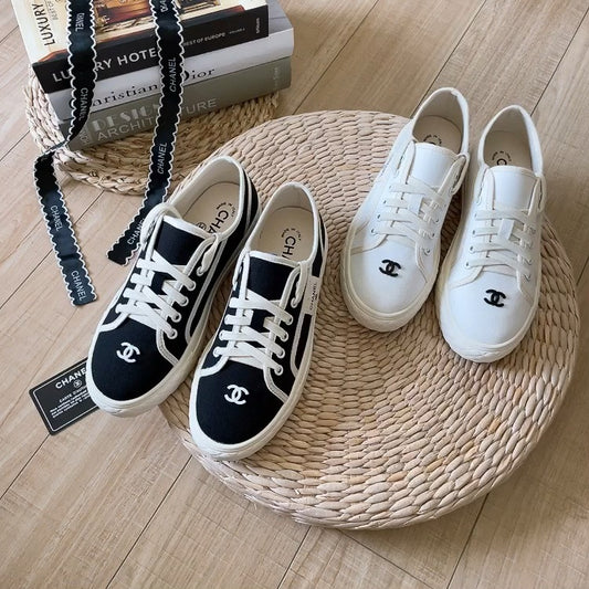 Chanel Canvas & Lambskin Leather Sneakers