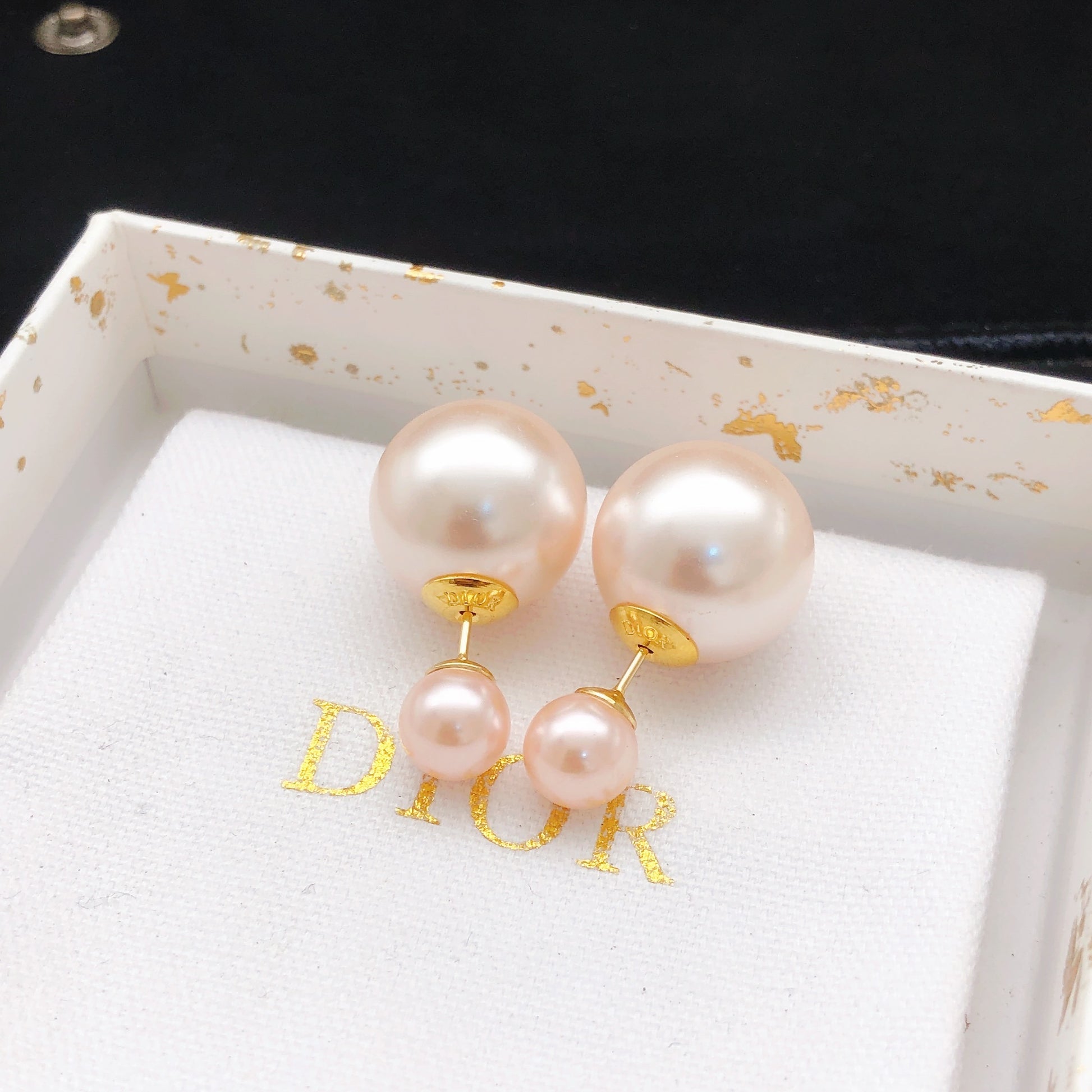 Dior Gold Brass Pearl Earrings