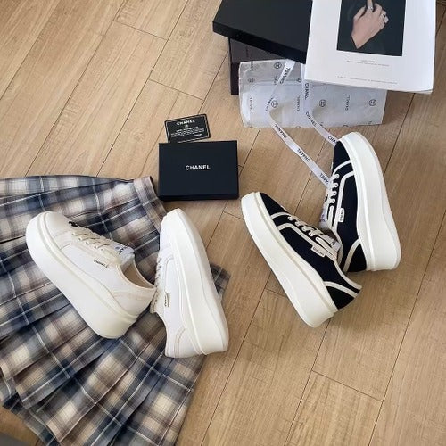 Chanel Canvas & Leather Canvas Shoes