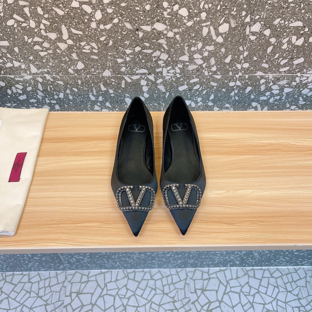 Valentino Lambskin Leather Crystal Heels