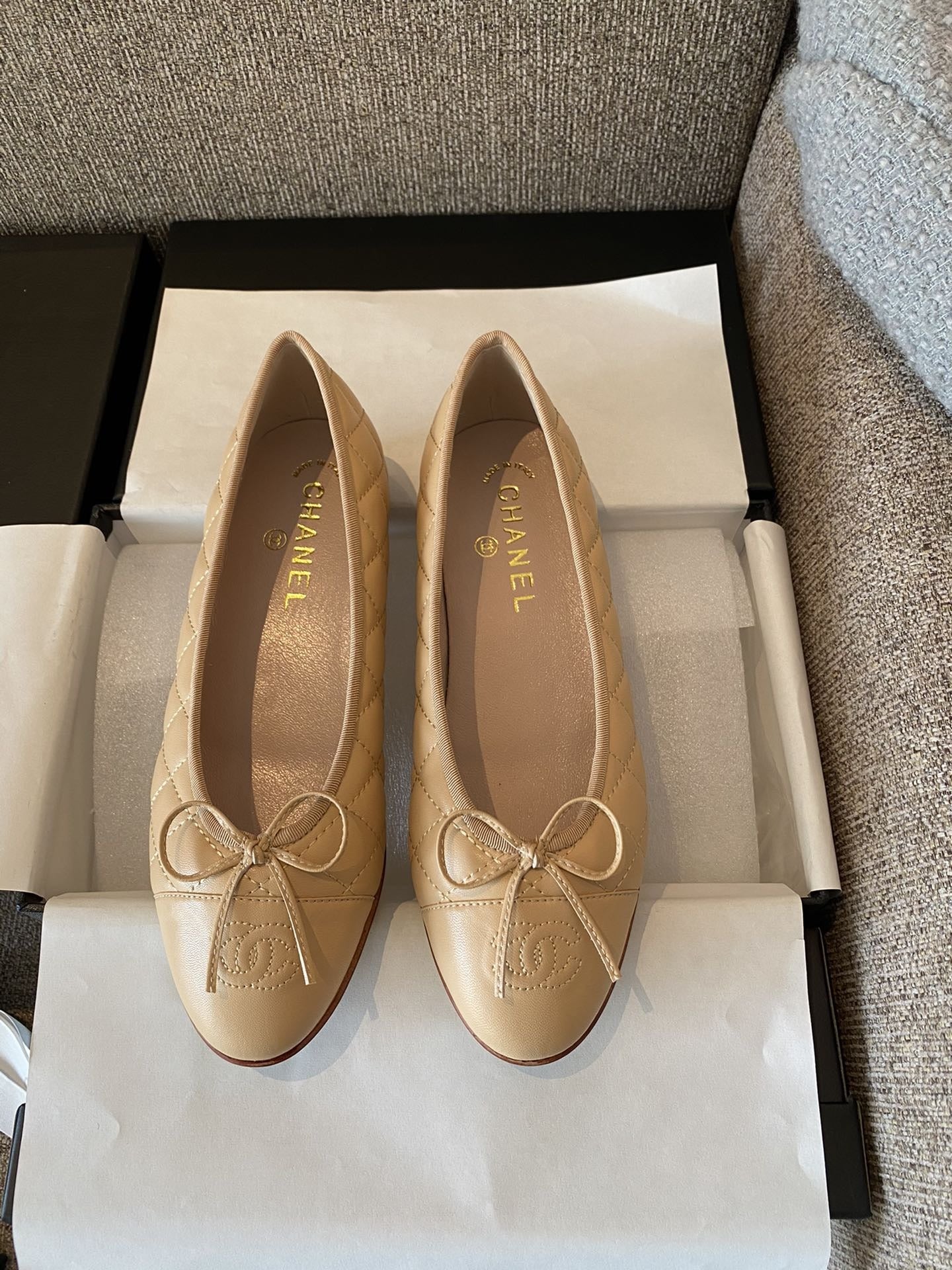 Chanel Leather Bow Ballet Flats
