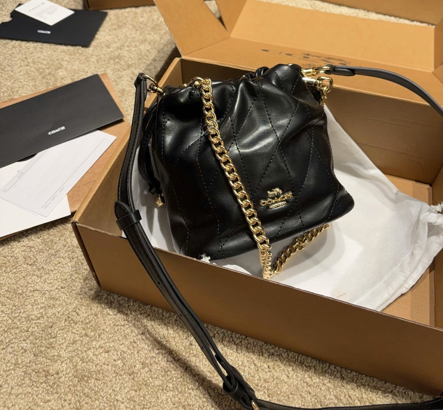 Coach Leather Chain Handbag