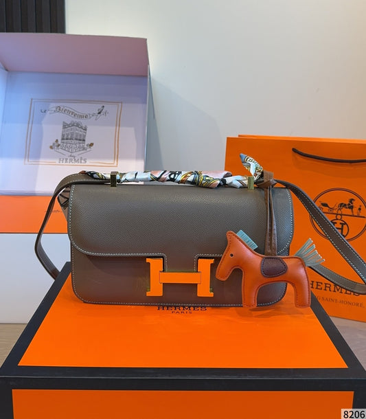 Hermes Leather Saddle Crossbody Bag