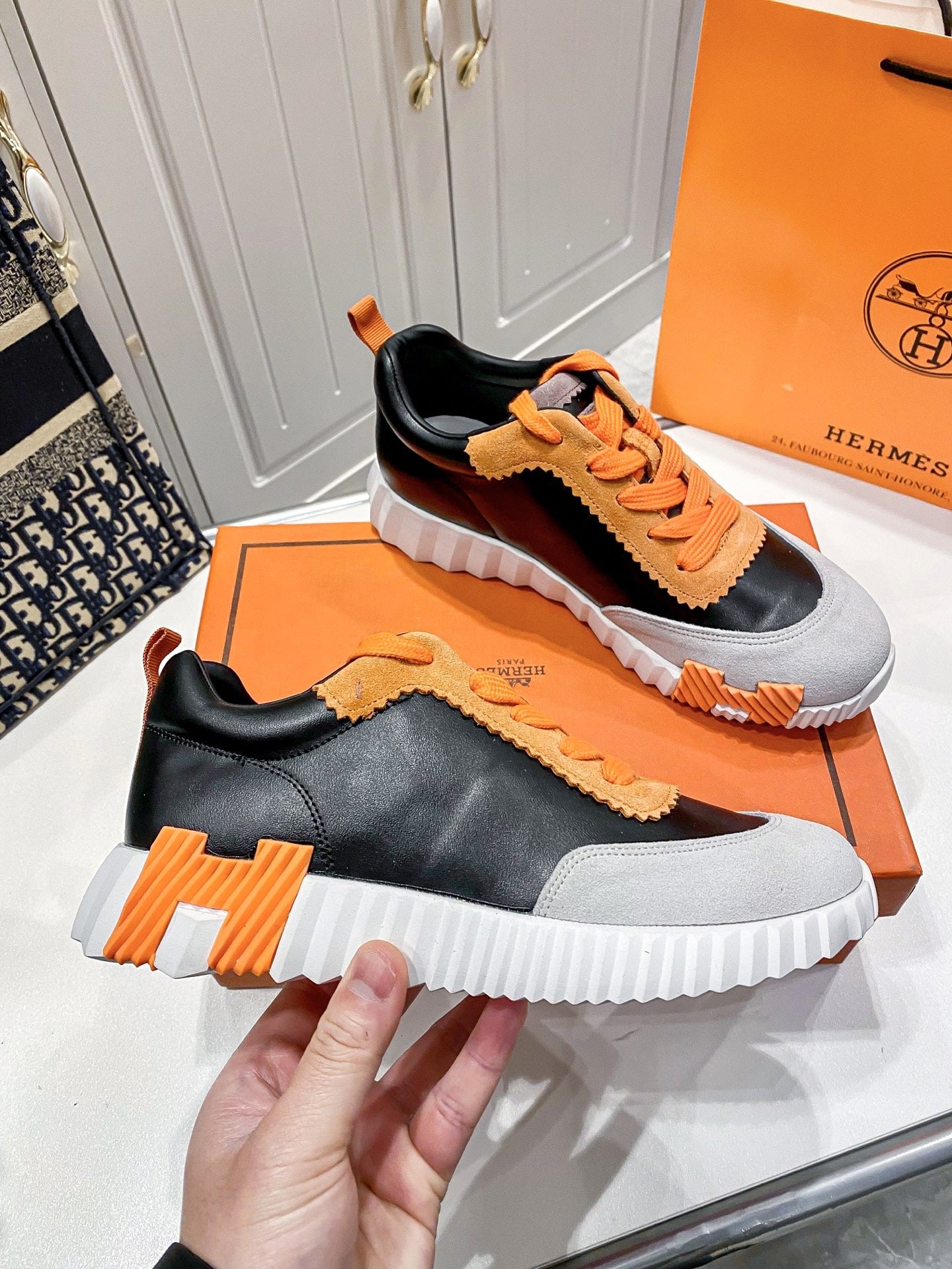 Hermes Lambskin Leather Sneakers