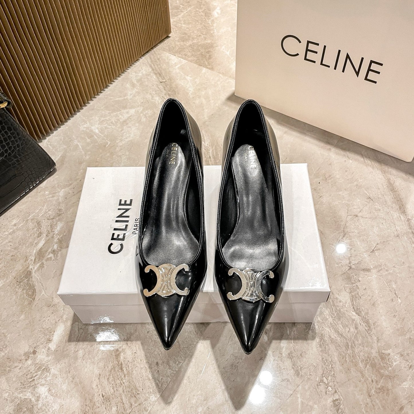 Celine Calfskin Leather Pointed Toe Heels