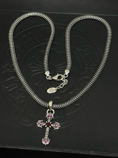 Chrome Hearts Sterling Silver Cross Necklace