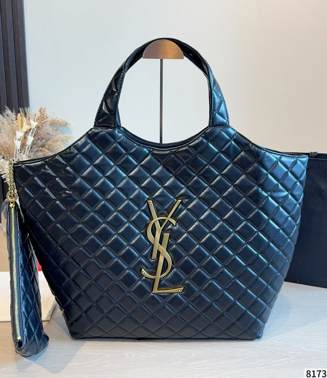 Saint Laurent Black Lambskin Leather Zip Shoulder Bag