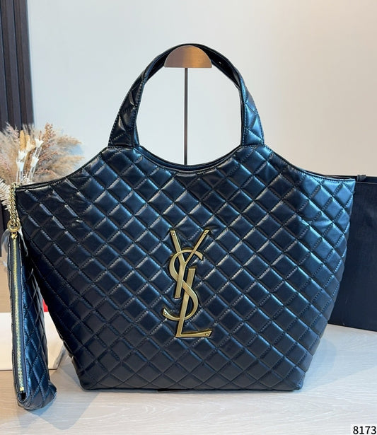Saint Laurent Black Lambskin Leather Zip Shoulder Bag