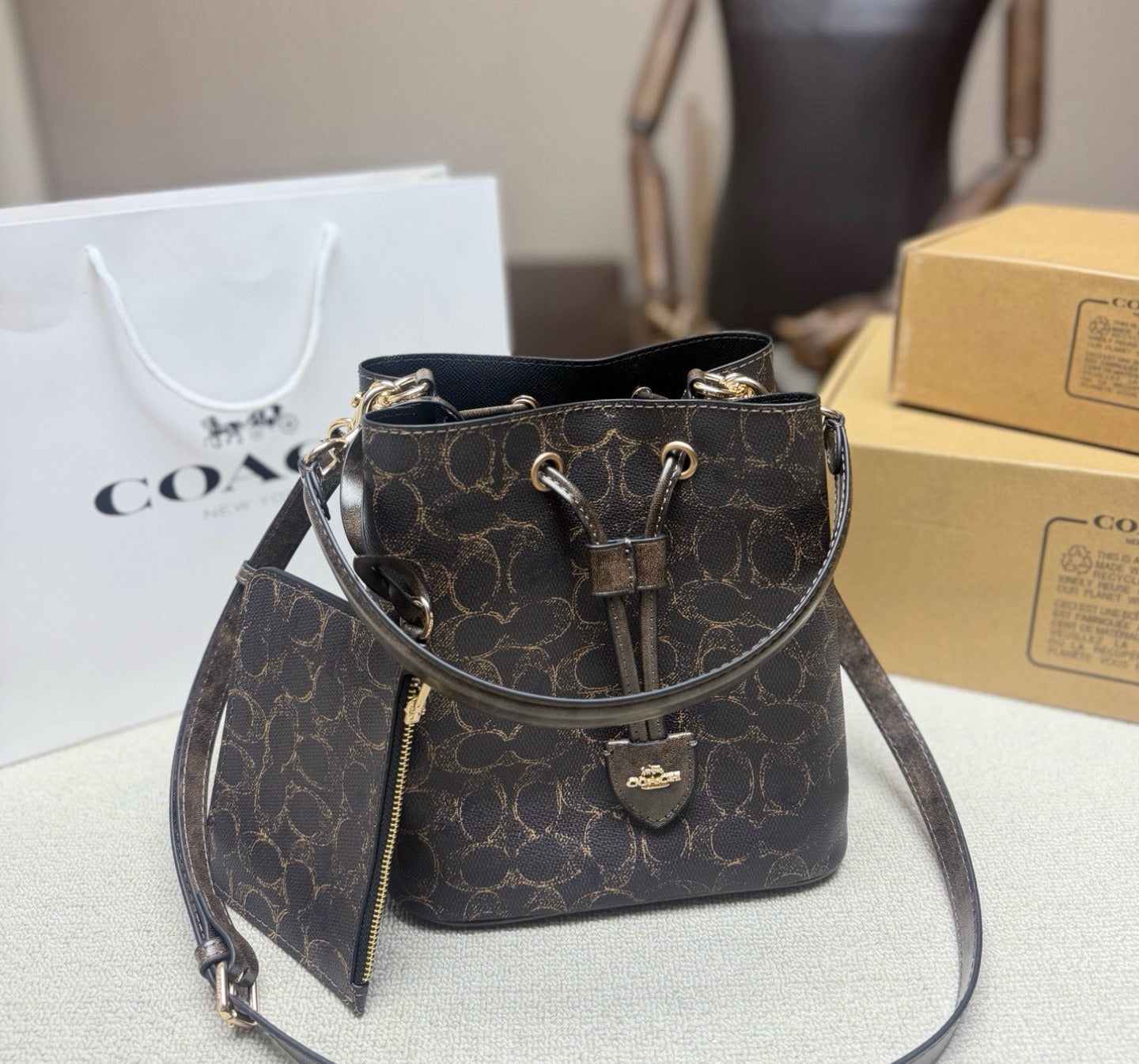 Coach Canvas Chain Handbag