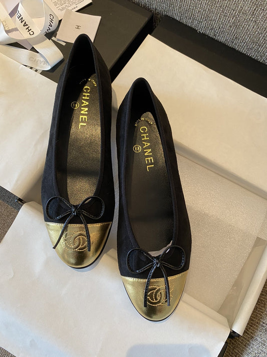 Chanel Leather Bow Ballet Flats