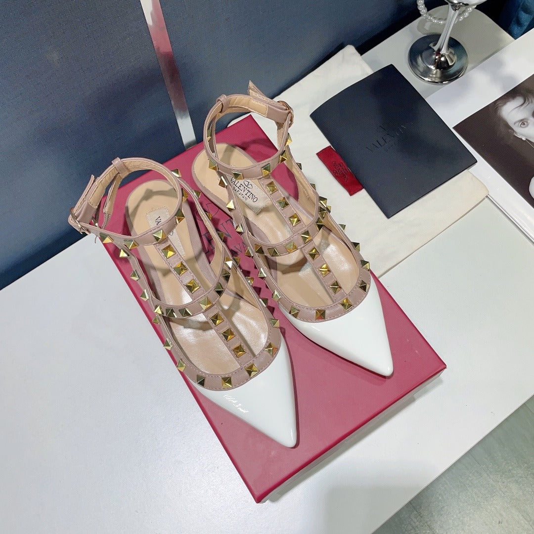 Valentino Lambskin Leather Pointed Toe Sandals