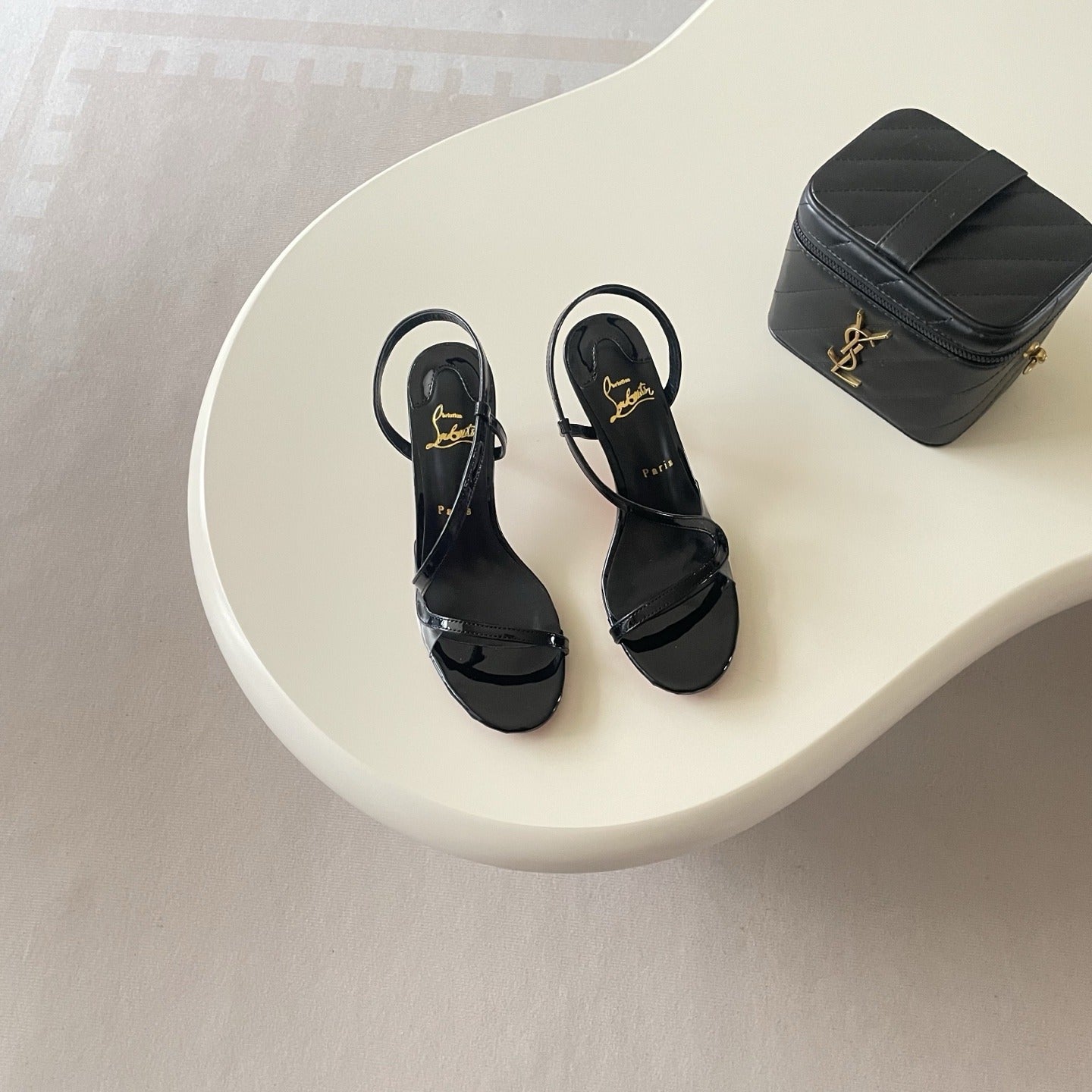 Christian Louboutin Patent Leather & Lambskin Leather Sandals