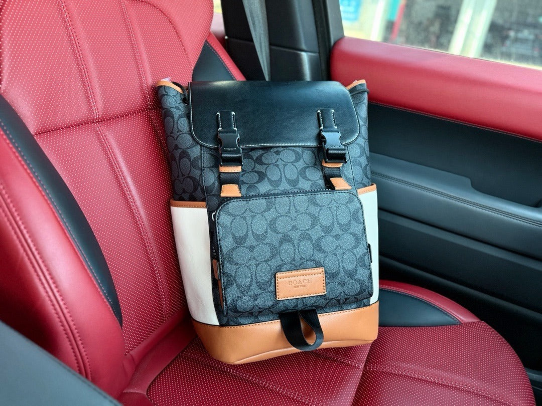 Coach Gray Canvas Logo Backpack