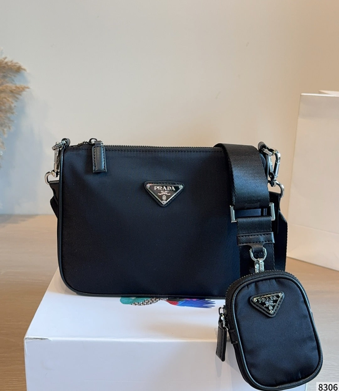Prada Black Nylon & Canvas Crossbody Bag